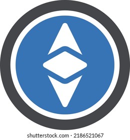 Ethereum Vector illustration on a transparent background.Premium quality symbols.Glyphs vector icon for concept and graphic design.