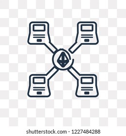 Ethereum vector outline icon isolated on transparent background, high quality linear Ethereum transparency concept can be used web and mobile