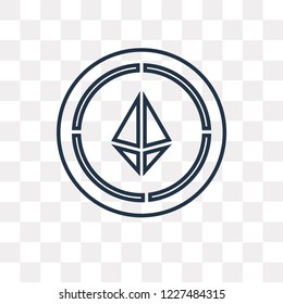 Ethereum vector outline icon isolated on transparent background, high quality linear Ethereum transparency concept can be used web and mobile