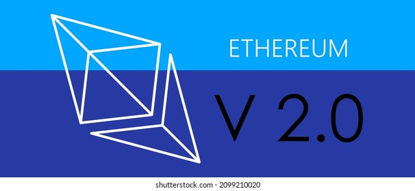 Ethereum Version 2.0. Blue Banner Or Cryptocurrency Background. Vector EPS 10