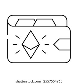ethereum wallet line icon vector. ethereum wallet sign. isolated contour symbol black illustration