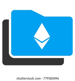Ethereum Wallet vector icon. Illustration style is a flat iconic bicolor blue and gray symbol on white background.