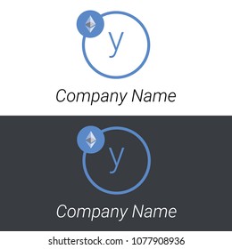 Ethereum Y letter business logo icon design template elements. Vector color sign.