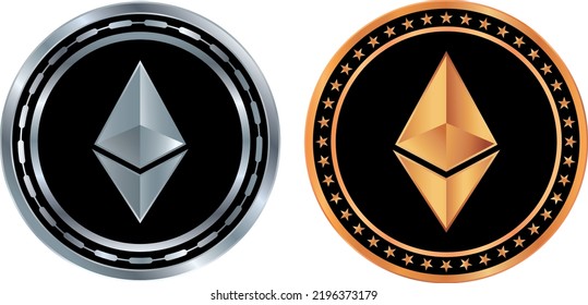 ethereum-eth coin vector illustrations. 3d illustration