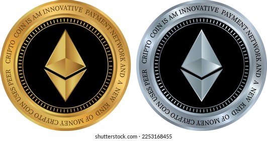 ilustraciones vectoriales de la moneda de etéreo-eth. 3.ª ilustración
