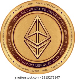 ethereum-eth cryptocurrency logos on abstract background. 3d illustrations.