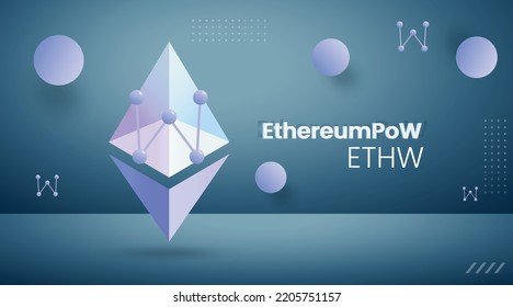 EthereumPoW ETHW crypto currency coin logo and symbol vector illustration banner 