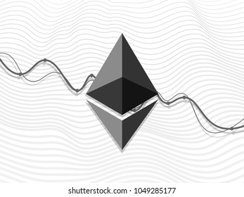 etheric sign on descending chart. Electronic money. financial banking symbol. Crypto currency icon