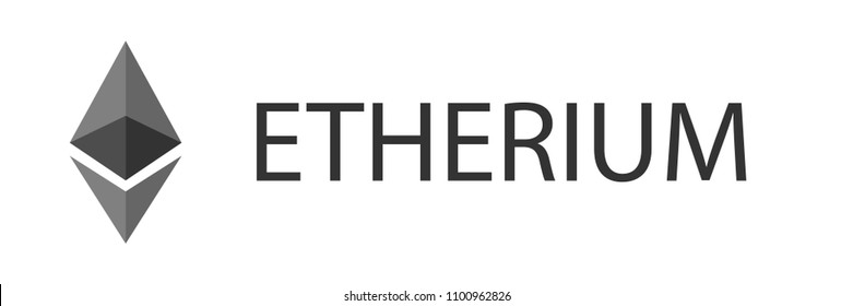 Etherium banner on white background. Logotype and name. Grey colors.