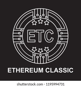 etherium classic coin  Cryptocurrency  icon with black background