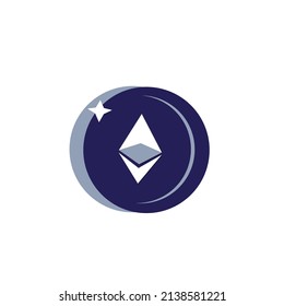 Ethiummünzen-Kryptosymbol. Element der farbigen Finanzierungszeichen. Münzkrypto. Zeichen und Symbole für Websites, Vektorsymbole, die Währungen verschlüsseln