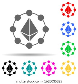 Etherium coin multi color style icon. Simple glyph, flat vector of crypto icons for ui and ux, website or mobile application