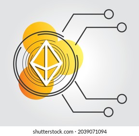 Símbolo de cripto de eterio. Ilustración vectorial, logotipo, criptodivisa.