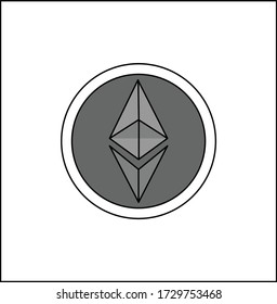 etherium digital currency icon. has the second largest market dominance after bitcoin.