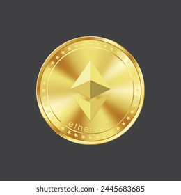 Etherium gold coin icon design