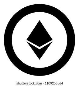 Etherium icon black color in circle round 