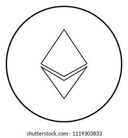 Etherium icon black color in circle round outline