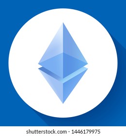 Etherium icon, crypto currency mining, blockchain technology, cryptocurrency trading, vector illustration