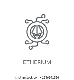 etherium linear icon. Modern outline etherium logo concept on white background from Cryptocurrency economy and finance collection. Suitable for use on web apps, mobile apps and print media.