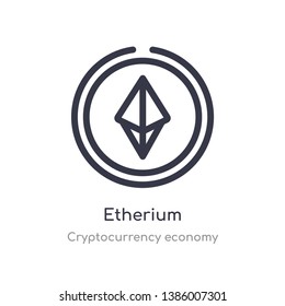 etherium outline icon. isolated line vector illustration from cryptocurrency economy collection. editable thin stroke etherium icon on white background