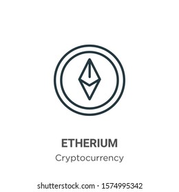 Etherium outline vector icon. Thin line black etherium icon, flat vector simple element illustration from editable cryptocurrency concept isolated on white background