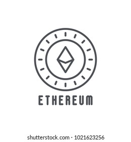 Etherium thin line icon. Modern vector illustration of cryptocurrency.