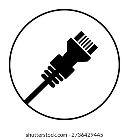 Ethernet cable connector in a circle symbol for network connection technology icon icon