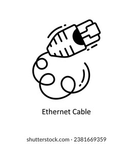 Ethernet Cable doodle Icon Design illustration. Networking Symbol on White background EPS 10 File