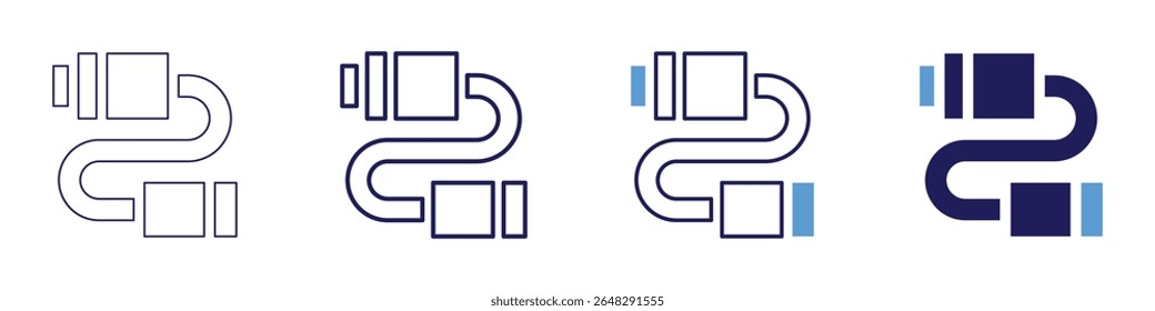 Ethernet cable icon in 4 different styles. Thin Line, Line, Bold Line, Duotone. Duotone style. Editable stroke.