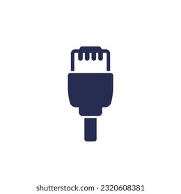 ethernet cable icon, pictogram on white
