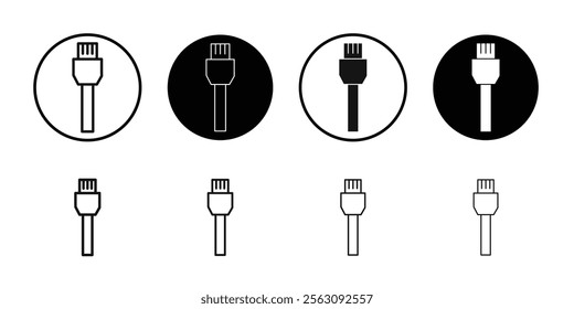 ethernet cable plug icon Flat outline fill set collection