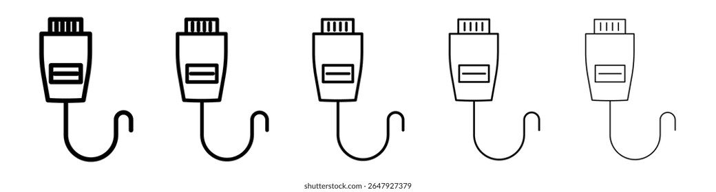 ethernet cable plug icon isolated vector on white background set