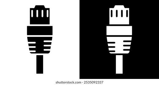 ethernet cable plug icon linear logo isolated