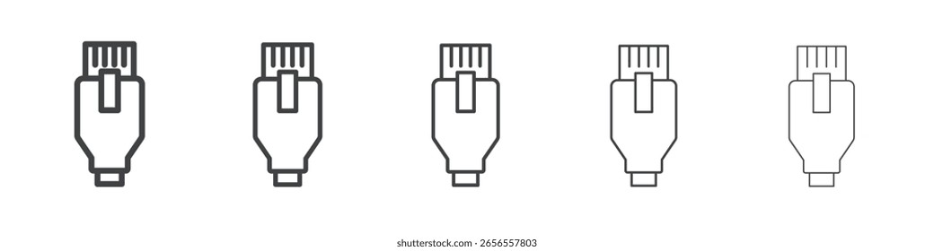 símbolo de vetor de ilustração de contorno de ícone de plugue de cabo ethernet