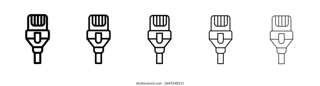 ethernet cable plug icon thin line outline set or collection