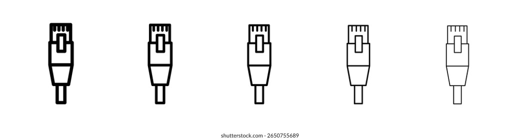 ethernet cable plug icon vector thin outline style sign