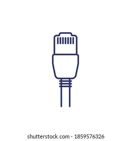 ethernet cable with a plug, line icon