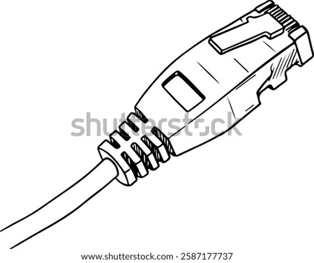 Ethernet Cable with RJ45 Connector and Wire Outline