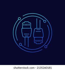 icono de vector de línea de cables ethernet