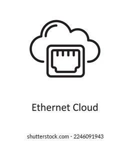 Ethernet Cloud Outline Icon Design illustration. Web Hosting And Cloud Services Symbol on White background EPS 10 File