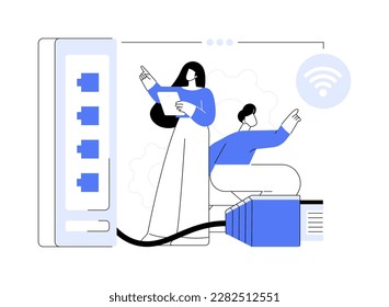 Ethernet connection abstract concept vector illustration. LAN connection, ethernet technology, network system, hardware industry, web infrastructure, wired device abstract metaphor.