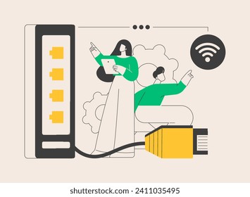 Ethernet connection abstract concept vector illustration. LAN connection, ethernet technology, network system, hardware industry, web infrastructure, wired device abstract metaphor.