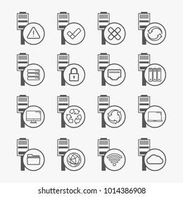 Ethernet connection icons set