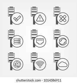 Ethernet connection icons set