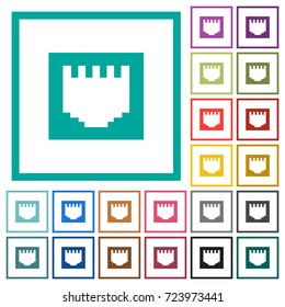 Ethernet connector flat color icons with quadrant frames on white background