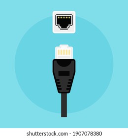 Ethernet connector and network socket vector colored flat illustration