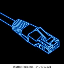 Ethernet cord and wifi sign Network LAN cable and internet provider icon neon glow vector illustration concept