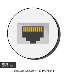 Ethernet, Netzwerk-Symbol mit flachem Port. Vektorgrafik.