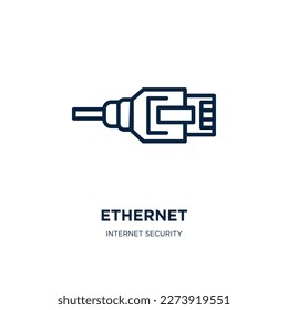 ethernet icon from internet security collection. Thin linear ethernet, connection, network outline icon isolated on white background. Line vector ethernet sign, symbol for web and mobile