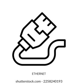 ethernet icon. Line Art Style Design Isolated On White Background